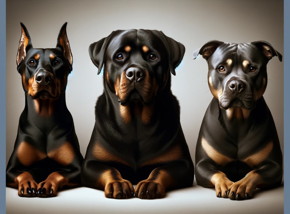 aggressive dog breeds lists for apartments Rottweiler, Doberman, Pitbull